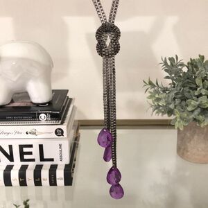 Purple dangling drop necklace